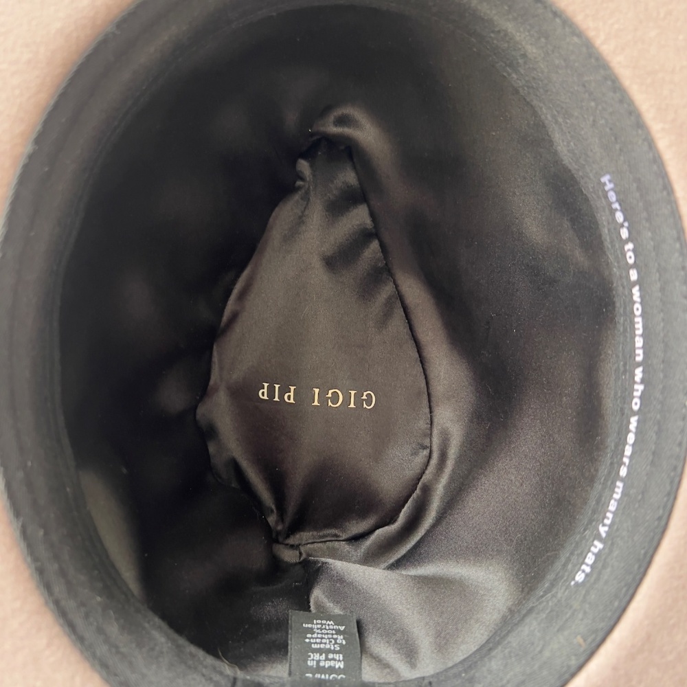 Gigi Pip Taupe Wool Felt Wide Brim Hat w/‎ Braided Band - Picture 7 of 12